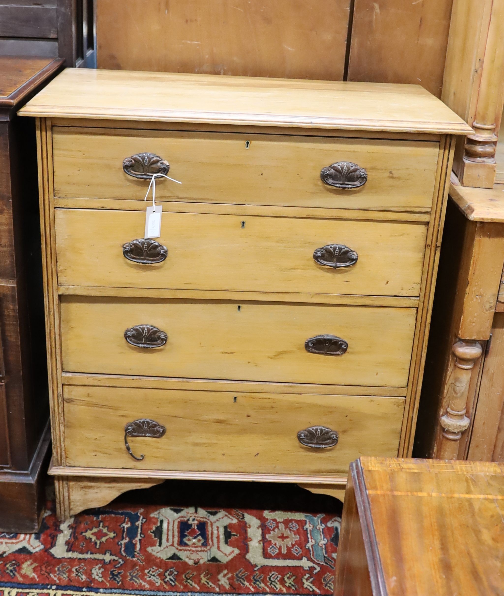 An Edwardian satin walnut chest, width 91cm, depth 45cm, height 104cm